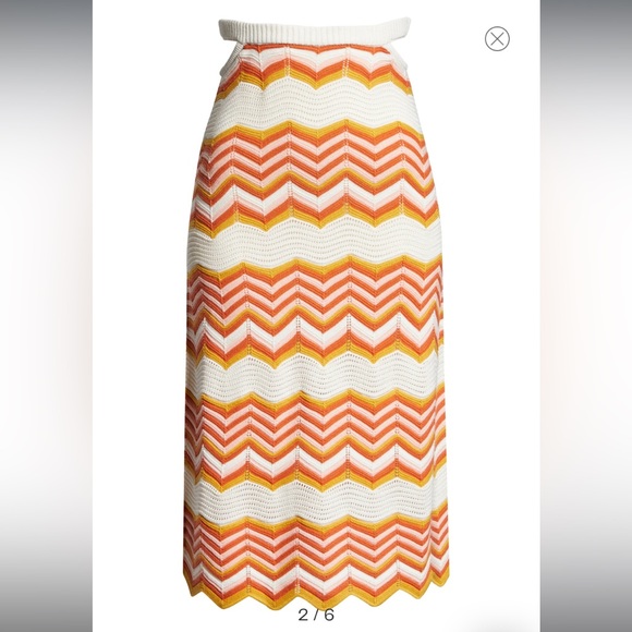 NWT MOTHER Denim Cut-It—Out Knit Midi Skirt in At The Cabana - Picture 7 of 8